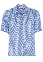 ETERNA KURZARM BLUSE MODERN CLASSIC SATINBINDUNG HELLBLAU/WEISS