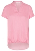 ETERNA KURZARM BLUSE MODERN CLASSIC SATINBINDUNG PINK/WEISS BEDRUCKT