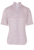 ETERNA KURZARM BLUSE MODERN CLASSIC SATINBINDUNG WEISS BEDRUCKT