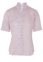 ETERNA KURZARM BLUSE MODERN CLASSIC SATINBINDUNG WEISS BEDRUCKT