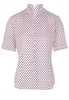 ETERNA KURZARM BLUSE MODERN CLASSIC SATINBINDUNG WEISS BEDRUCKT