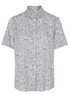 ETERNA KURZARM BLUSE MODERN CLASSIC SATINBINDUNG WEISS/BRAUN BEDRUCKT