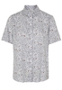 ETERNA KURZARM BLUSE MODERN CLASSIC SATINBINDUNG WEISS/BRAUN BEDRUCKT