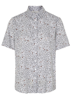 ETERNA KURZARM BLUSE MODERN CLASSIC SATINBINDUNG WEISS/BRAUN BEDRUCKT