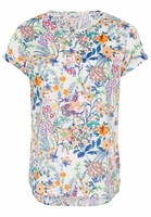 ETERNA KURZARM BLUSE MODERN CLASSIC SATINGEWEBE LIMETTE/BLAU/ORANGE