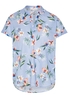 ETERNA KURZARM BLUSE MODERN CLASSIC SLUB BLAU/GRÜN/ROT BEDRUCKT
