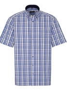 ETERNA KURZARM HEMD COMFORT FIT POPELINE BEIGE/BLAU BEDRUCKT