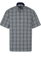ETERNA KURZARM HEMD COMFORT FIT POPELINE BLAU KARIERT