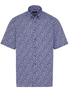 ETERNA KURZARM HEMD COMFORT FIT POPELINE BLAU/ROT BEDRUCKT