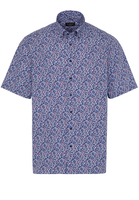ETERNA KURZARM HEMD COMFORT FIT POPELINE BLAU/ROT BEDRUCKT