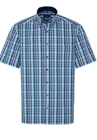 ETERNA KURZARM HEMD COMFORT FIT POPELINE TÜRKIS/BLAU BEDRUCKT