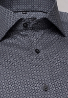 ETERNA KURZARM HEMD COMFORT FIT TWILL GRAU BEDRUCKT