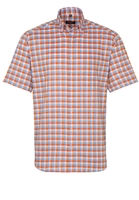 ETERNA KURZARM HEMD MODERN FIT OXFORD ORANGE/HELLBLAU KARIERT