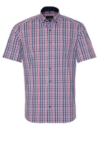 ETERNA KURZARM HEMD MODERN FIT POPELINE ROT/BLAU BEDRUCKT