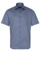 ETERNA KURZARM HEMD MODERN FIT SATINGEWEBE BLAU/GRÜN BEDRUCKT