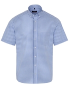 ETERNA KURZARM HEMD MODERN FIT SEERSUCKER BLAU KARIERT