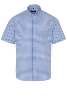 ETERNA KURZARM HEMD MODERN FIT SEERSUCKER BLAU KARIERT