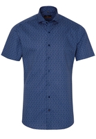 ETERNA KURZARM HEMD SLIM FIT POPELINE BLAU/WEISS BEDRUCKT