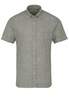 ETERNA KURZARM HEMD SLIM FIT UPCYCLING SHIRT LEINEN OLIVGRÜN UNIFARBEN