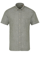 ETERNA KURZARM HEMD SLIM FIT UPCYCLING SHIRT LEINEN OLIVGRÜN UNIFARBEN