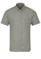ETERNA KURZARM HEMD SLIM FIT UPCYCLING SHIRT LEINEN OLIVGRÜN UNIFARBEN