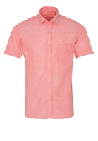 ETERNA KURZARM HEMD SLIM FIT UPCYCLING SHIRT LEINEN PFIRSICH UNIFARBEN