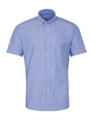 ETERNA KURZARM HEMD SLIM FIT UPCYCLING SHIRT OXFORD BLAU UNIFARBEN