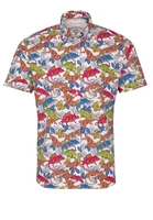 ETERNA KURZARM HEMD SLIM FIT UPCYCLING SHIRT OXFORD BUNT BEDRUCKT