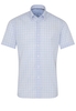 ETERNA KURZARM HEMD SLIM FIT UPCYCLING SHIRT POPELINE HELLBLAU KARIERT