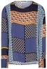 ETERNA LANGARM BLUSE MODERN CLASSIC BLAU/BUNT BEDRUCKT