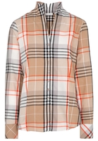 ETERNA LANGARM BLUSE MODERN CLASSIC FLANELL ORANGE/BEIGE KARIERT