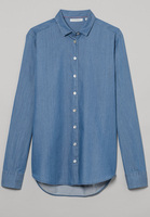 ETERNA LANGARM BLUSE MODERN CLASSIC REAL INDIGO JEANSBLAU STRUKTURIERT