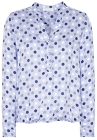 ETERNA LANGARM BLUSE MODERN CLASSIC SATINBINDUNG BLAU/MARINE BEDRUCKT