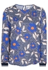 ETERNA LANGARM BLUSE MODERN CLASSIC SATINBINDUNG BLAU/ORANGE BEDRUCKT