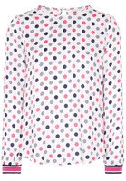 ETERNA LANGARM BLUSE MODERN CLASSIC SATINBINDUNG BLAU/PINK BEDRUCKT