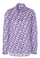 ETERNA LANGARM BLUSE MODERN CLASSIC SATINBINDUNG BLAU/PINK/WEISS