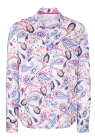 ETERNA LANGARM BLUSE MODERN CLASSIC SATINBINDUNG BLAU/PINK/WEISS