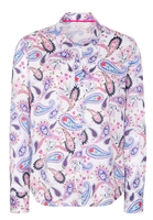ETERNA LANGARM BLUSE MODERN CLASSIC SATINBINDUNG BLAU/PINK/WEISS