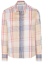 ETERNA LANGARM BLUSE MODERN CLASSIC SATINBINDUNG BLAU/WEISS/BEIGE