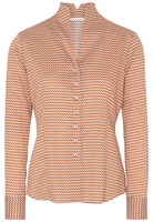 ETERNA LANGARM BLUSE MODERN CLASSIC SATINBINDUNG BRAUN/WEISS BEDRUCKT