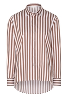 ETERNA LANGARM BLUSE MODERN CLASSIC SATINBINDUNG BRAUN/WEISS GESTREIFT