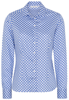 ETERNA LANGARM BLUSE MODERN CLASSIC SATINBINDUNG HELLBLAU BEDRUCKT