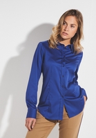 ETERNA LANGARM BLUSE MODERN CLASSIC SATINBINDUNG KOBALTBLAU UNIFARBEN