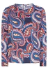 ETERNA LANGARM BLUSE MODERN CLASSIC SATINBINDUNG KORALLE/BLAU BEDRUCKT