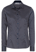 ETERNA LANGARM BLUSE MODERN CLASSIC SATINBINDUNG MARINE BEDRUCKT