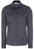 ETERNA LANGARM BLUSE MODERN CLASSIC SATINBINDUNG MARINE BEDRUCKT