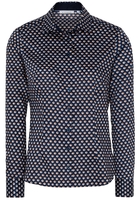 ETERNA LANGARM BLUSE MODERN CLASSIC SATINBINDUNG MARINE BEDRUCKT