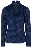 ETERNA LANGARM BLUSE MODERN CLASSIC SATINBINDUNG MARINE BEDRUCKT