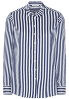 ETERNA LANGARM BLUSE MODERN CLASSIC SATINBINDUNG MARINE GESTREIFT