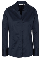 ETERNA LANGARM BLUSE MODERN CLASSIC SATINBINDUNG MARINE UNIFARBEN